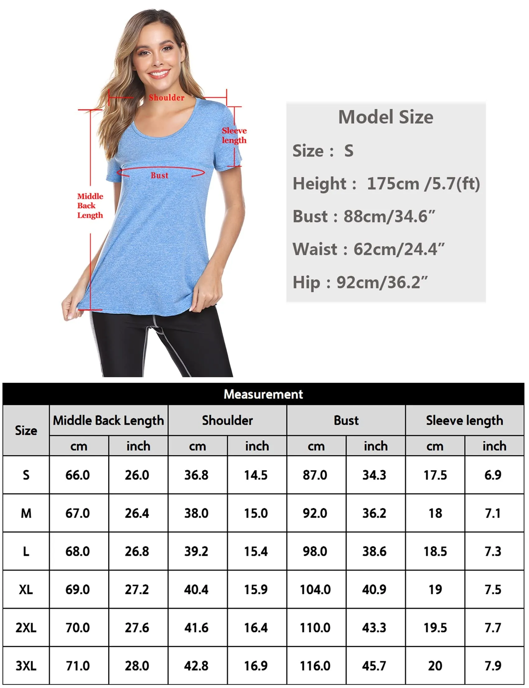 T-SHIRT Sport Femme  Manches Courtes Top de Yoga Casual Respirant