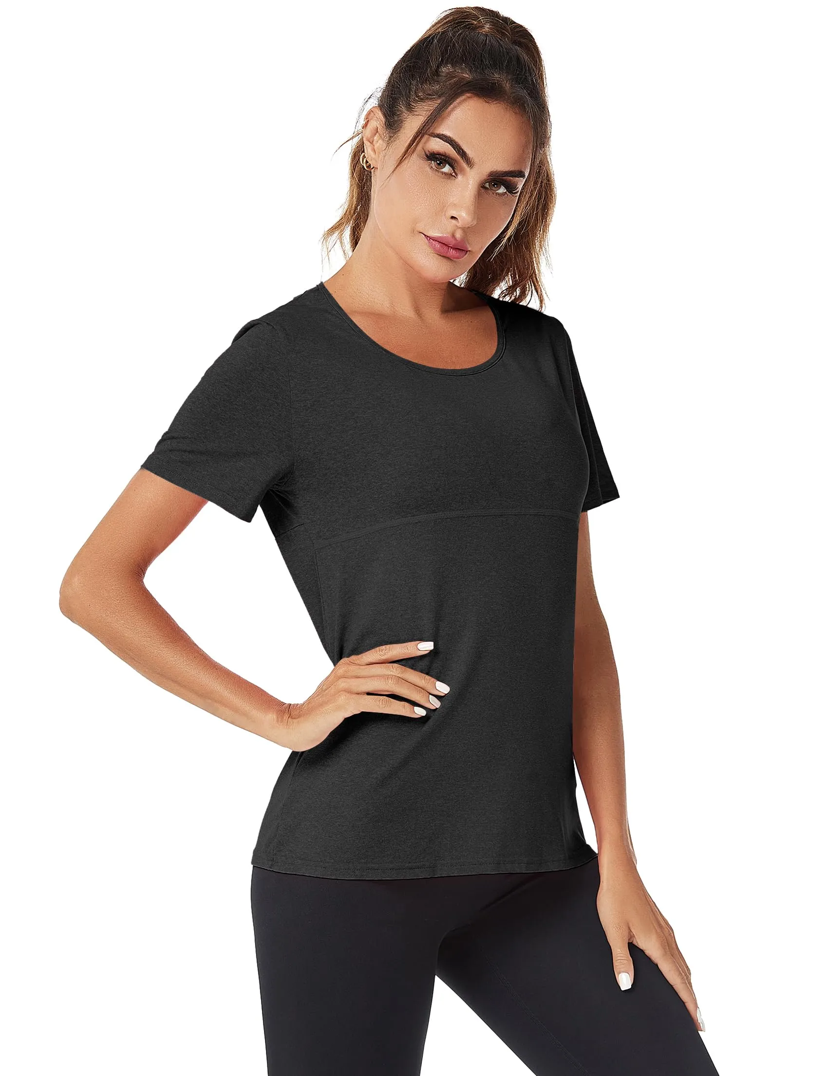 T-SHIRT Sport Femme  Manches Courtes Top de Yoga Casual Respirant
