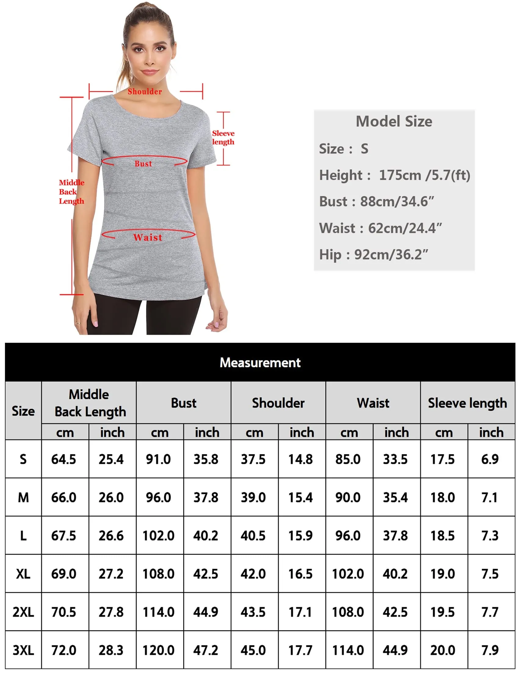 T-SHIRT Sport Femme  Manches Courtes Top de Yoga Casual Respirant