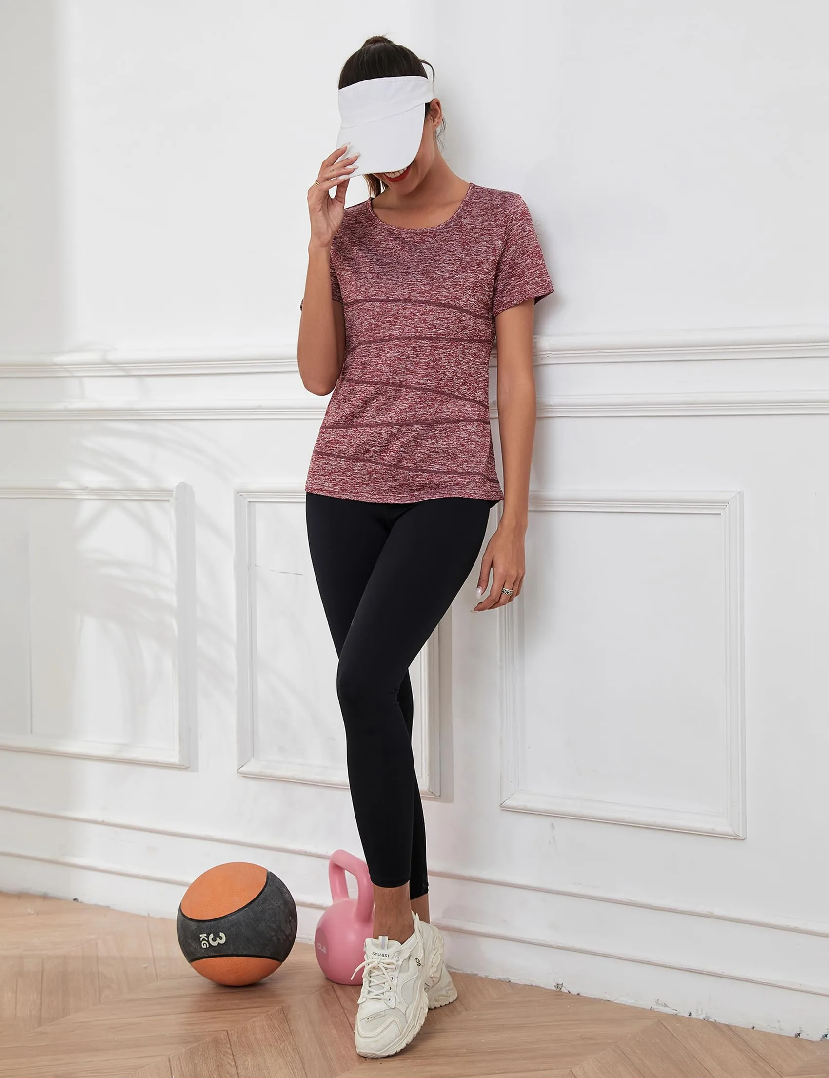 T-SHIRT Sport Femme  Manches Courtes Top de Yoga Casual Respirant