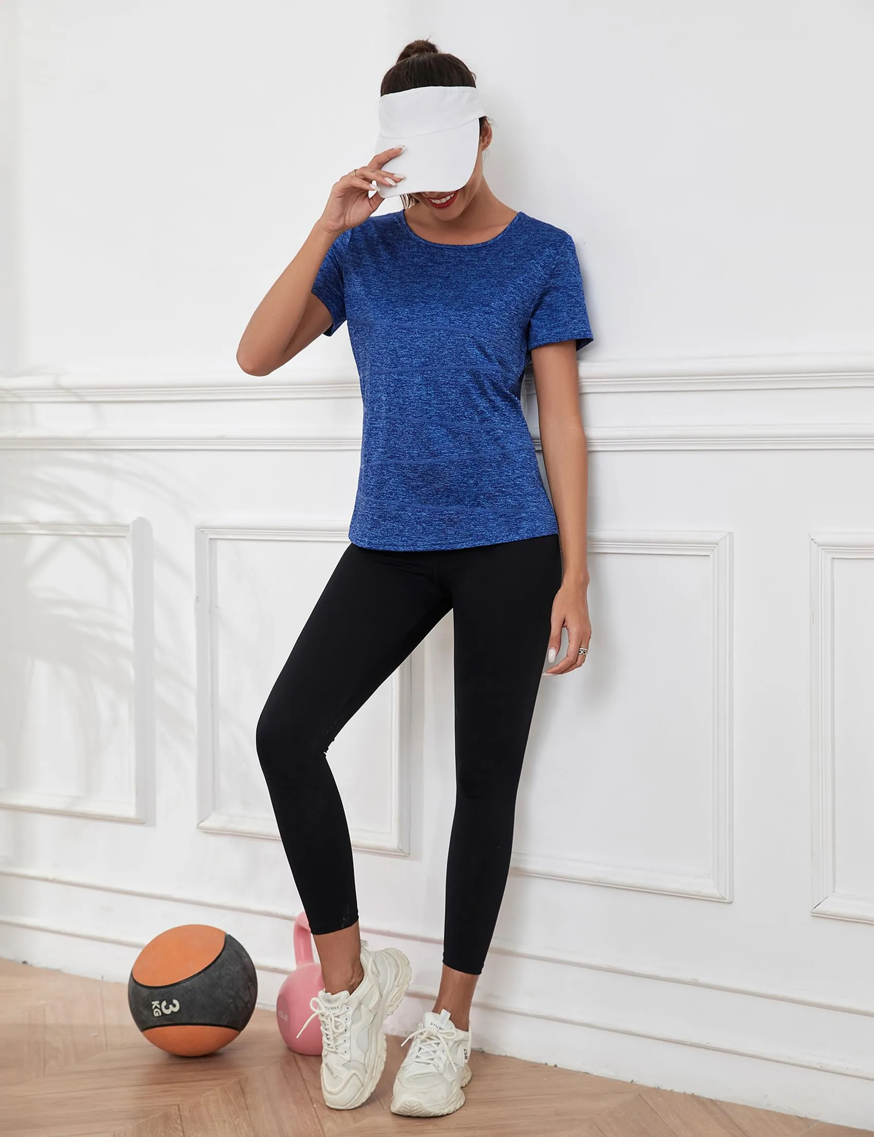 T-SHIRT Sport Femme  Manches Courtes Top de Yoga Casual Respirant