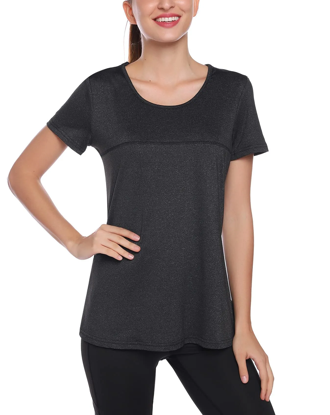 T-SHIRT Sport Femme  Manches Courtes Top de Yoga Casual Respirant