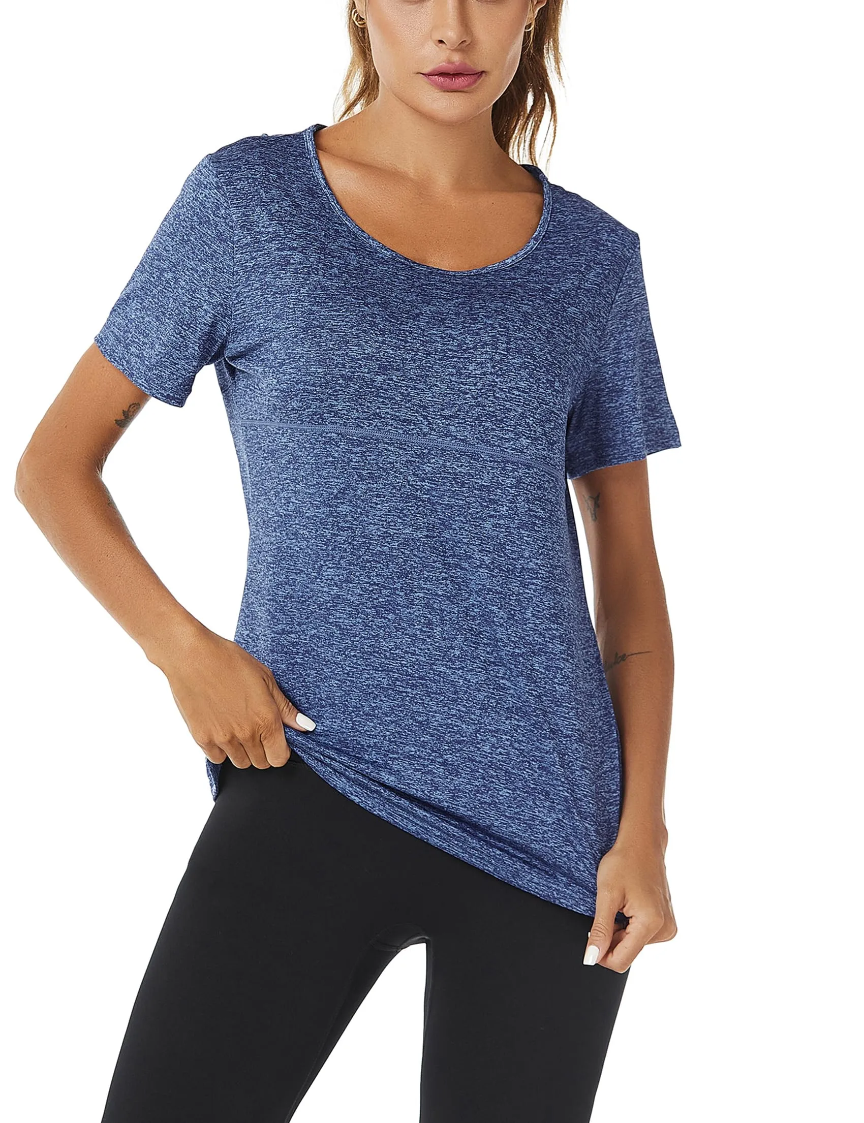 T-SHIRT Sport Femme  Manches Courtes Top de Yoga Casual Respirant