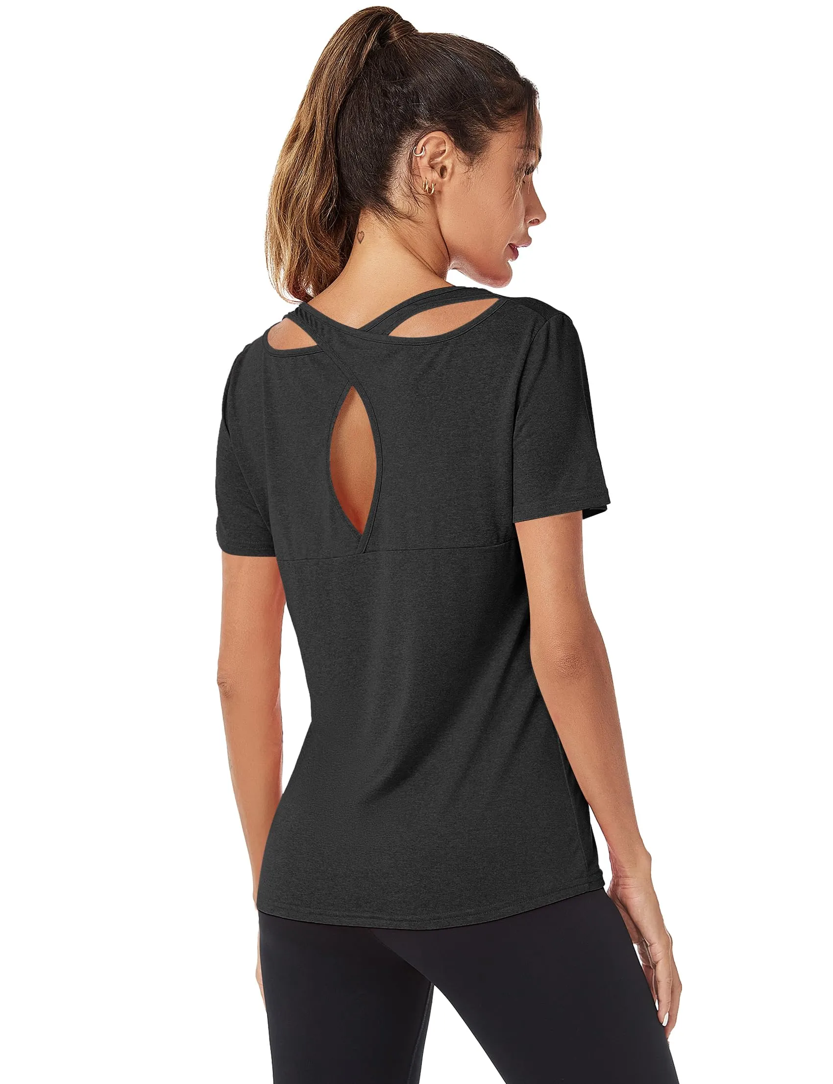 T-SHIRT Sport Femme  Manches Courtes Top de Yoga Casual Respirant