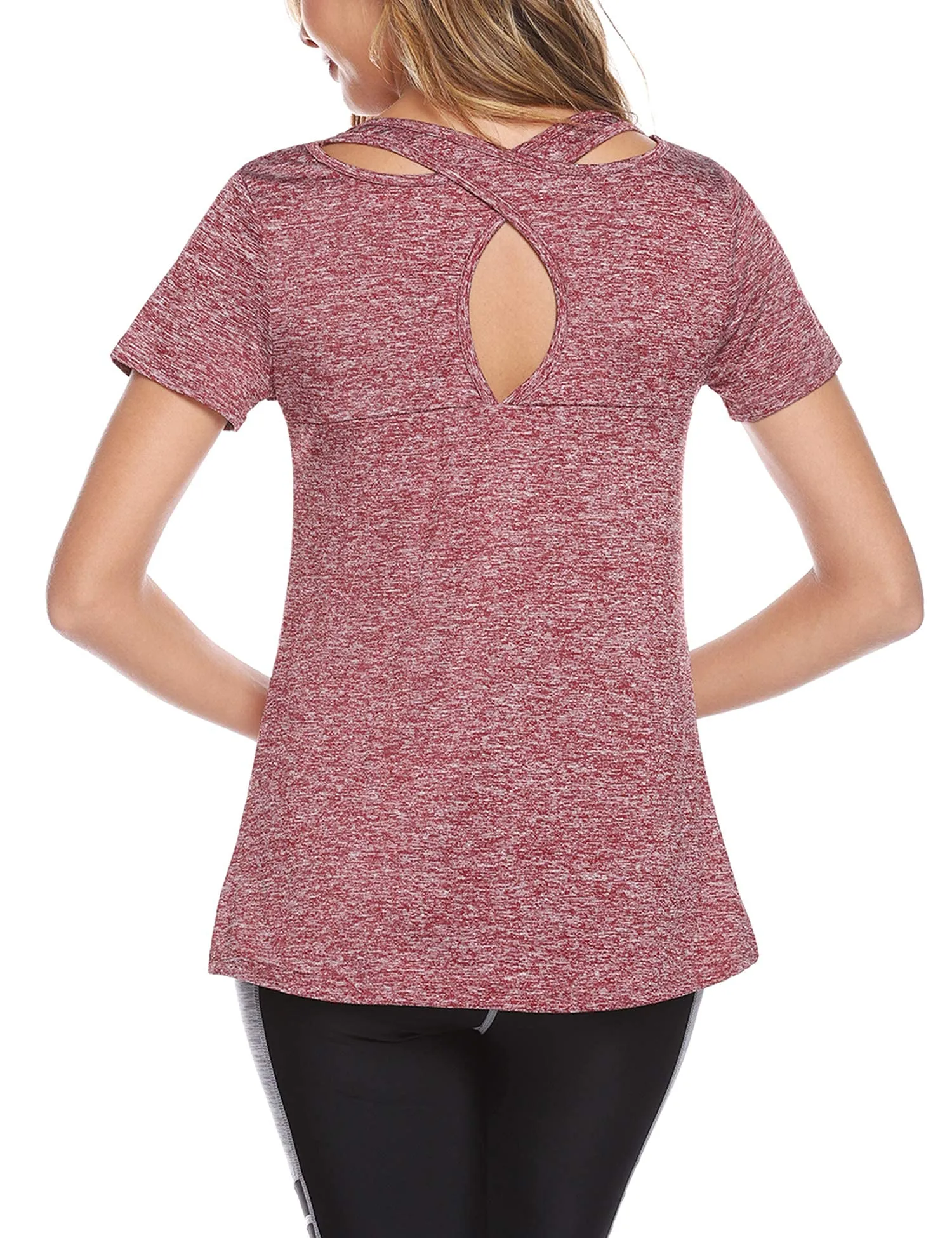 T-SHIRT Sport Femme  Manches Courtes Top de Yoga Casual Respirant