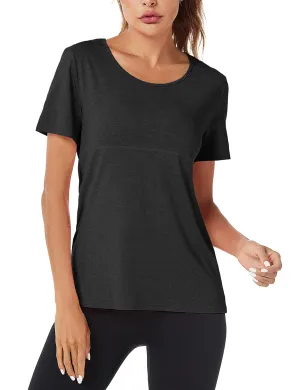 T-SHIRT Sport Femme  Manches Courtes Top de Yoga Casual Respirant