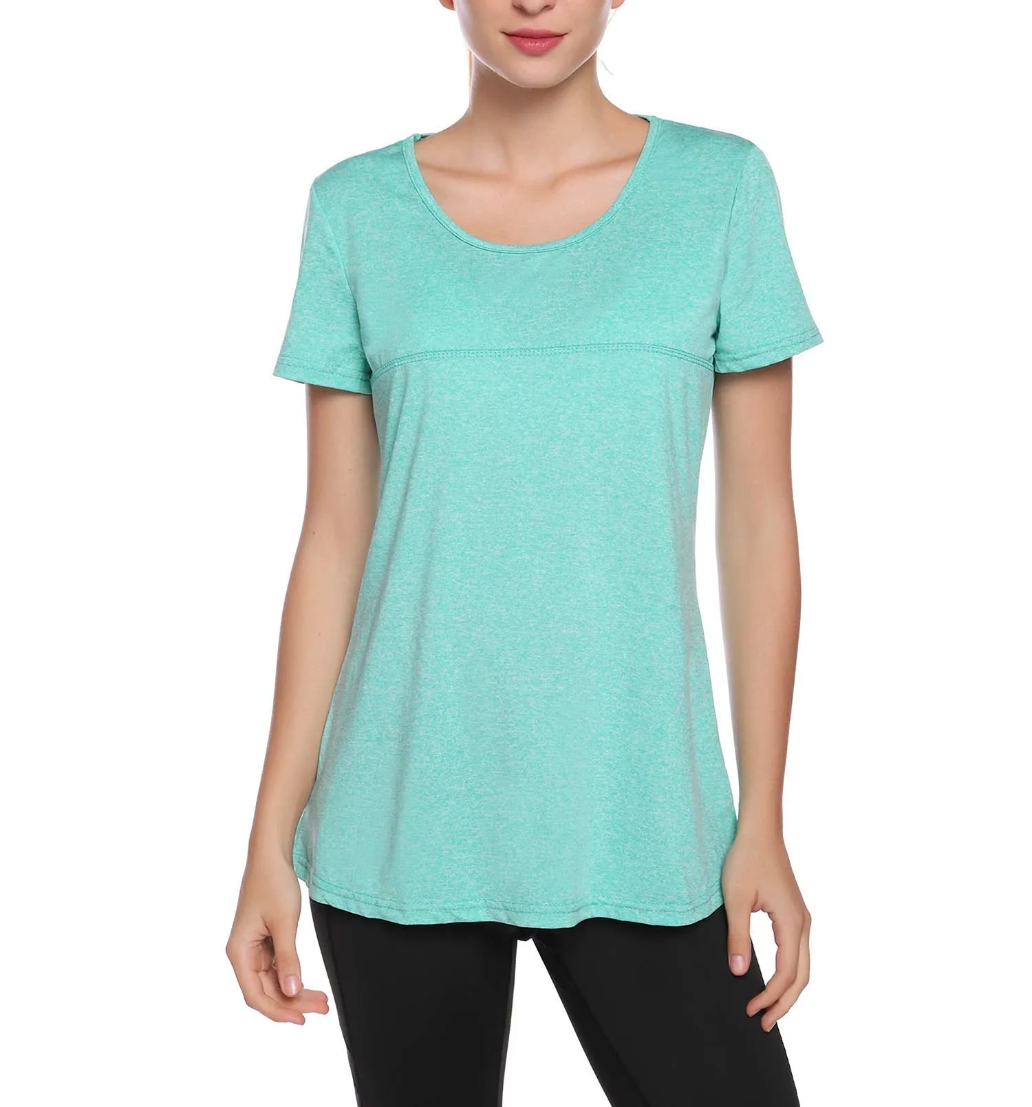 T-SHIRT Sport Femme  Manches Courtes Top de Yoga Casual Respirant