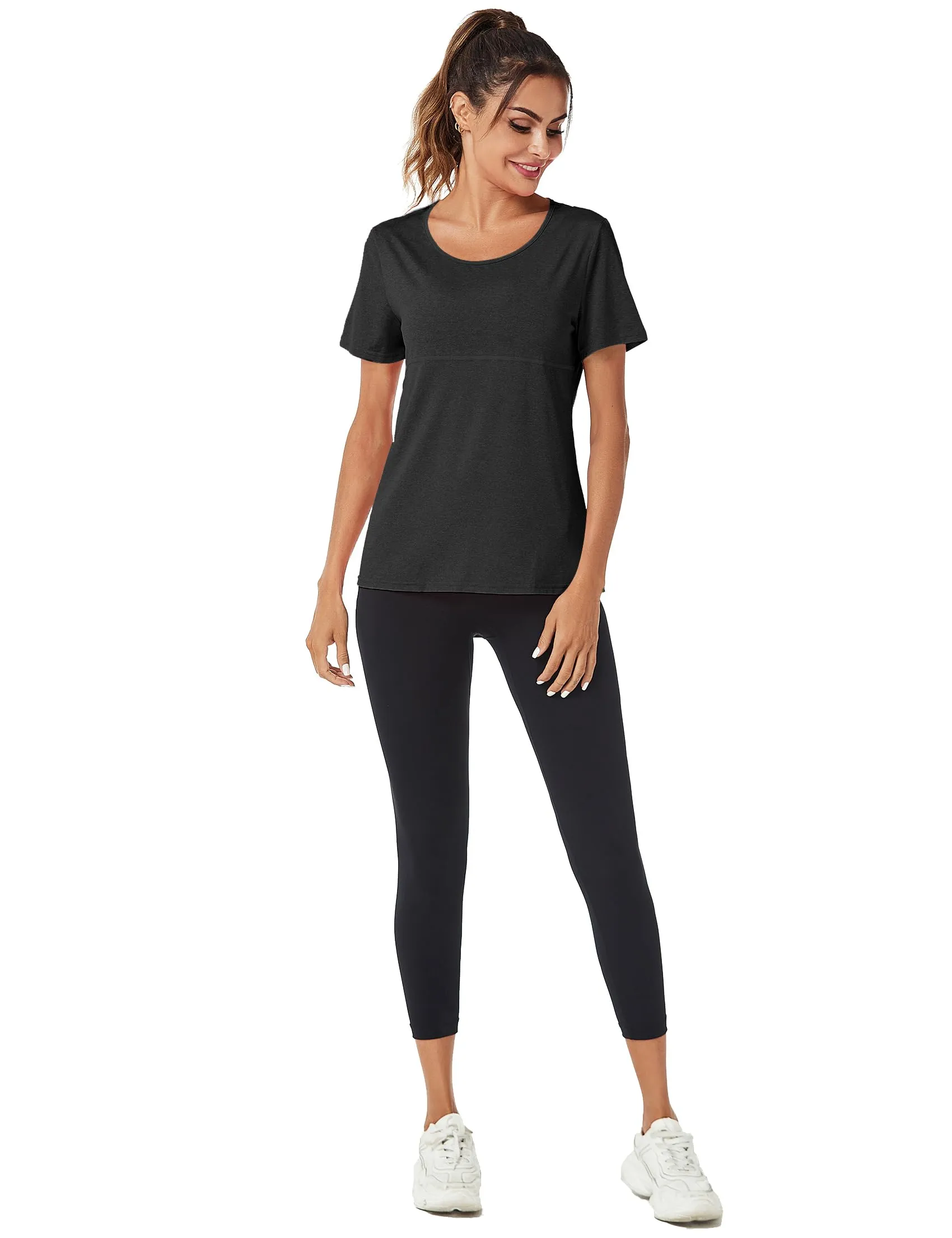 T-SHIRT Sport Femme  Manches Courtes Top de Yoga Casual Respirant