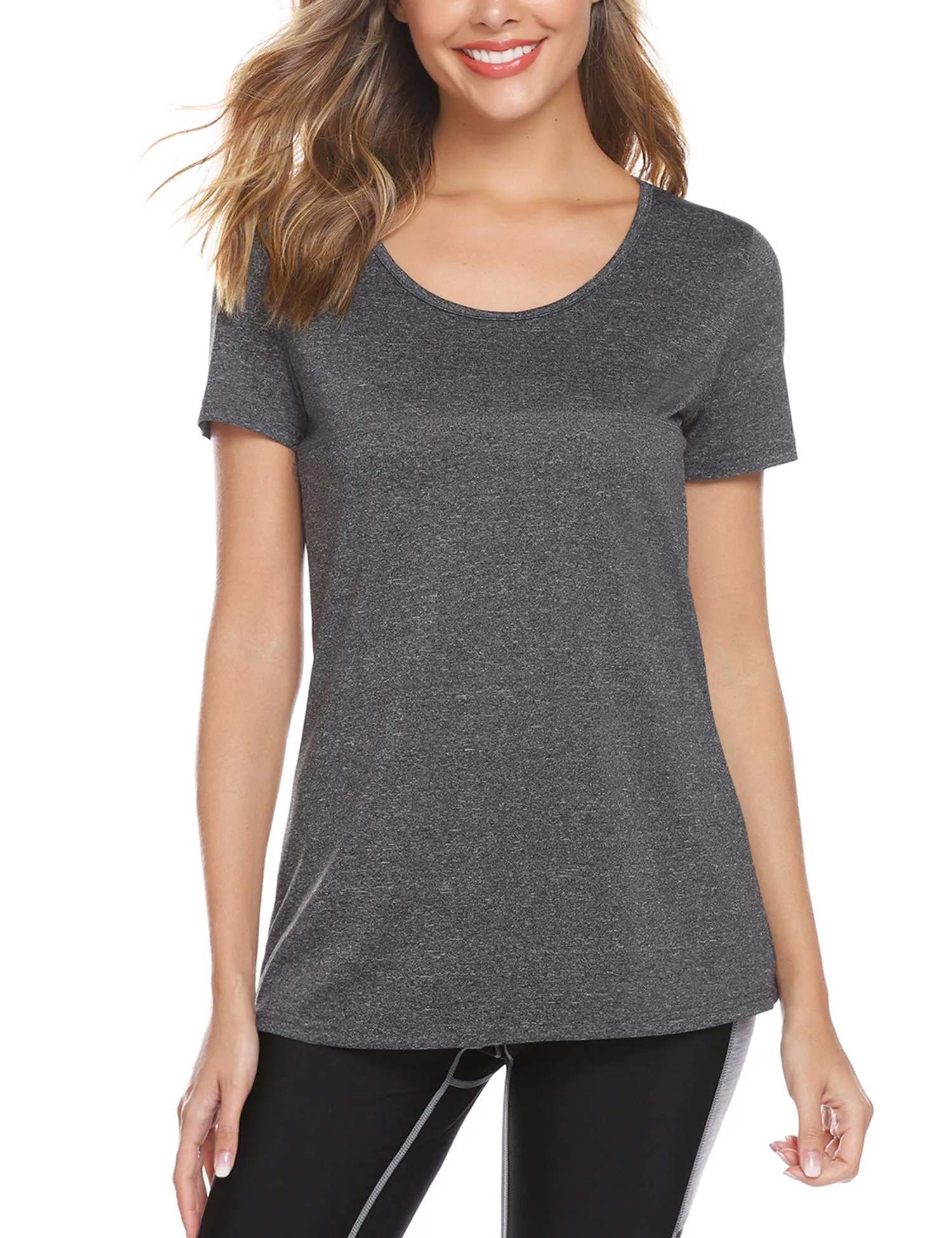 T-SHIRT Sport Femme  Manches Courtes Top de Yoga Casual Respirant