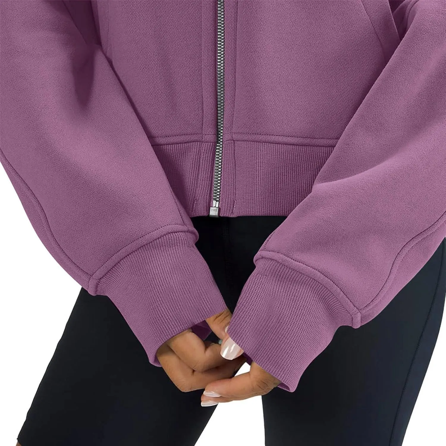 TANGNADE Womens Full Zip Pullover Cropped Hoodies Long Sleeve Fleece Sweatshirts with Pockets Fall Outfits Clothes