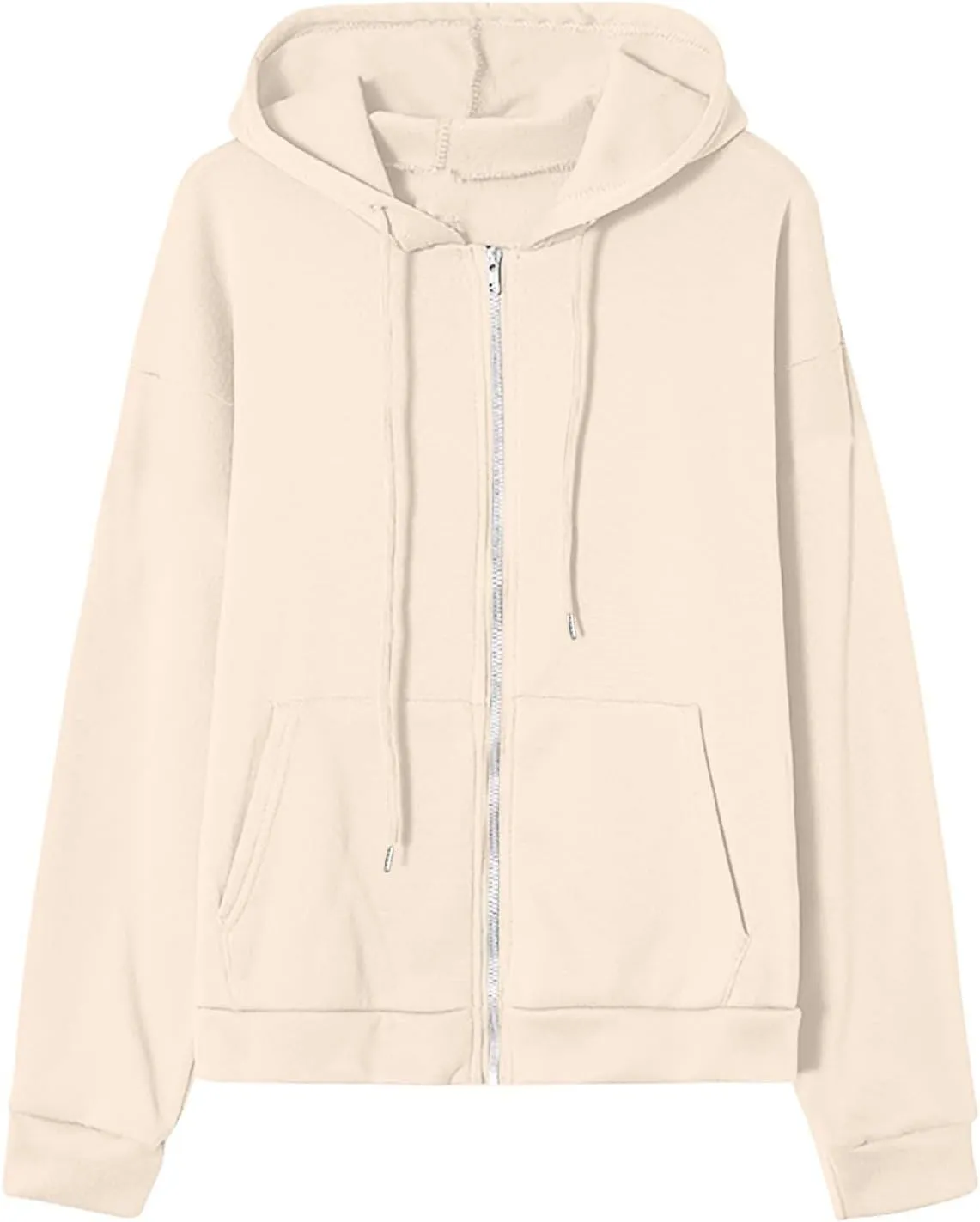 TANGNADE Women's Zip Up Hoodies Drawstring Fall Jacket Oversized Casual Sweatshirts Pullover with Pocket 2024 Winter Clothes