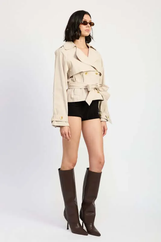 Taupe Layered Trench Style Jacket