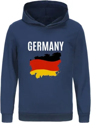 Teen Boy Girl German Flag Pullover Hoodie Kids Toddler Long Sleeve Printed Sweatshirt with Hood Fashion Letter Tops