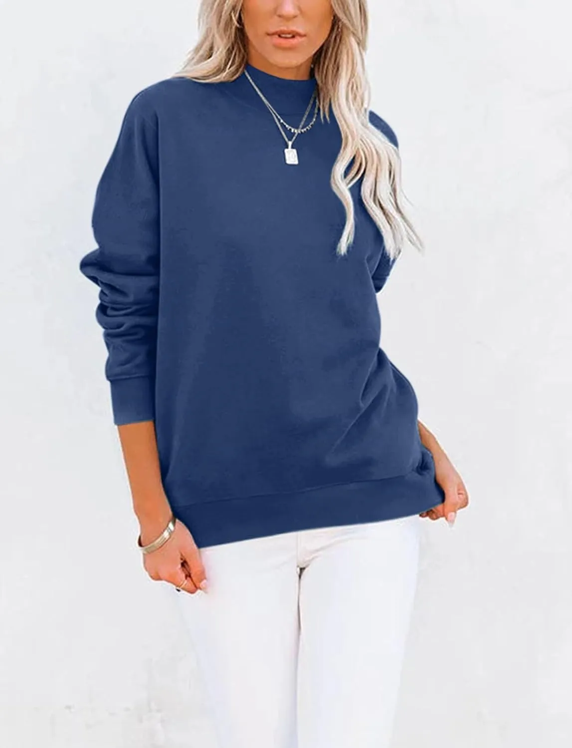 TICTICMIMI Women's Casual Long Sleeve Sweatshirt Tops Mock Turtleneck Lightweight Tunic Fall Pullover with Pocket