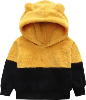 Toddler Boy Girl Sherpa Hoodies Warm Fleece Hooded Pullover Sweatshirt Long Sleeve Outwear Kids Fall Winter Outfit
