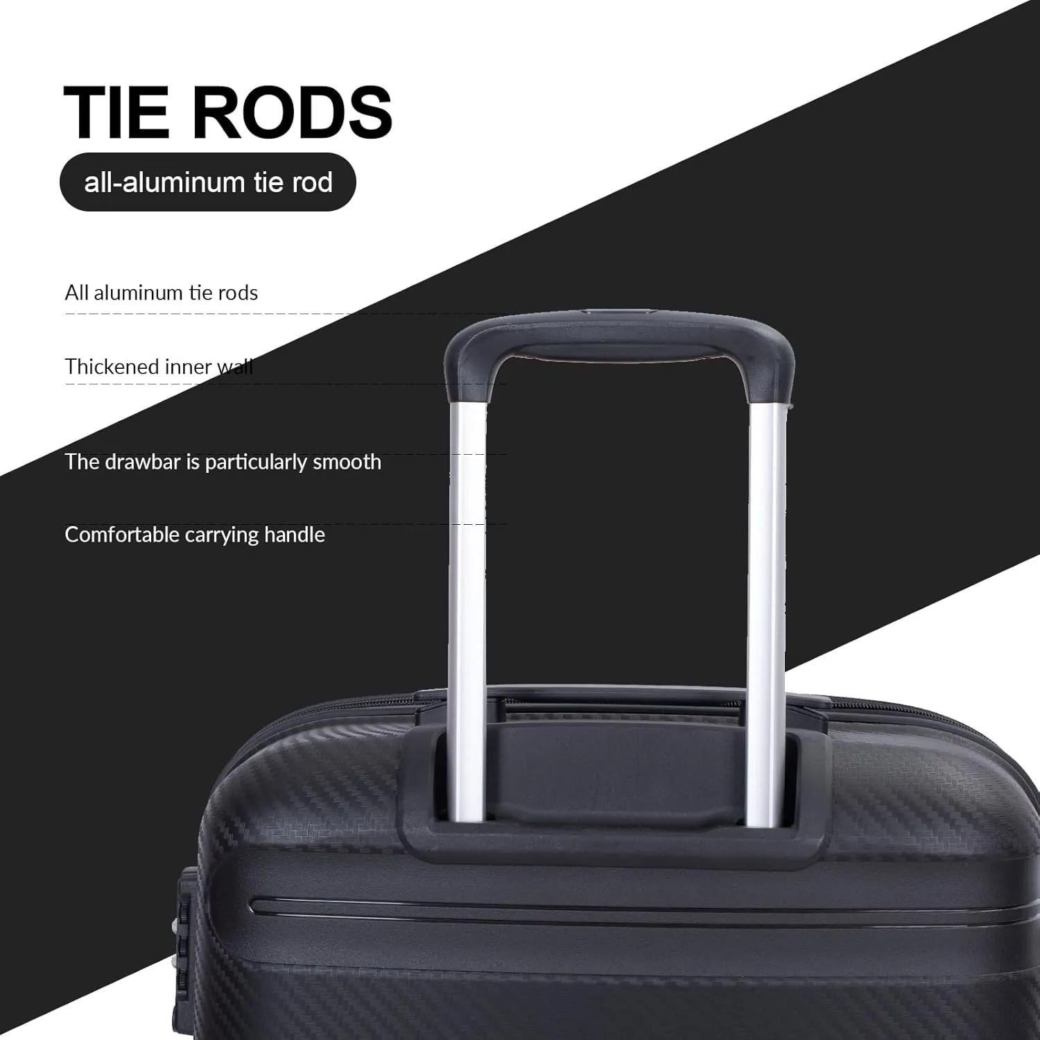 Travelhouse Luggage Set with Double Spinner Wheel,PP Hardside 3 PIECE Suitcase Set with Spinner Wheel, Carry on set with TSA Lock (BLACK)