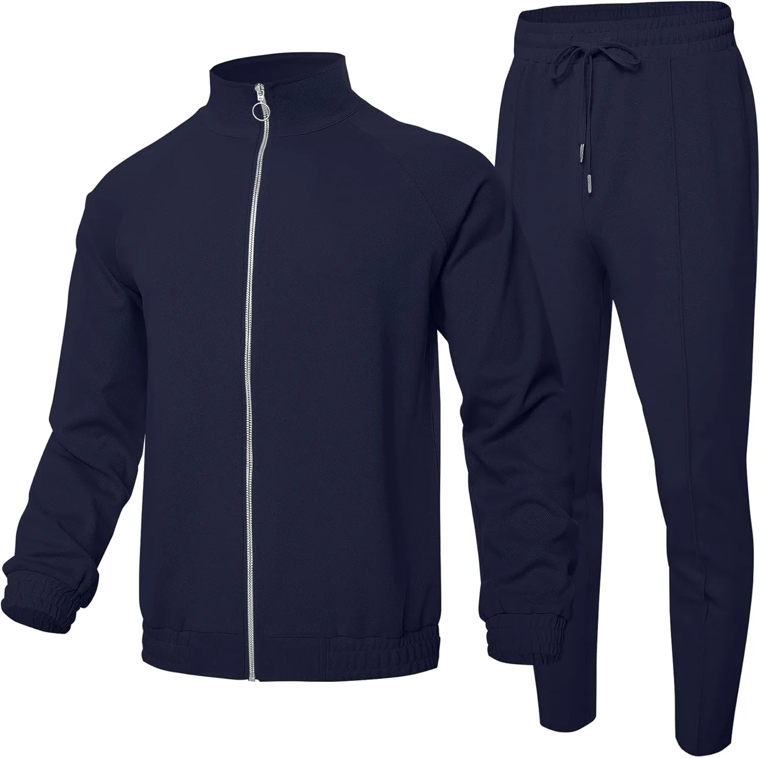 UOUA Mens 2 Piece Tracksuit Sets Casual Sweat Suits Outfit Full-Zip Jacket Jogging Pants Set for Sport Athletic