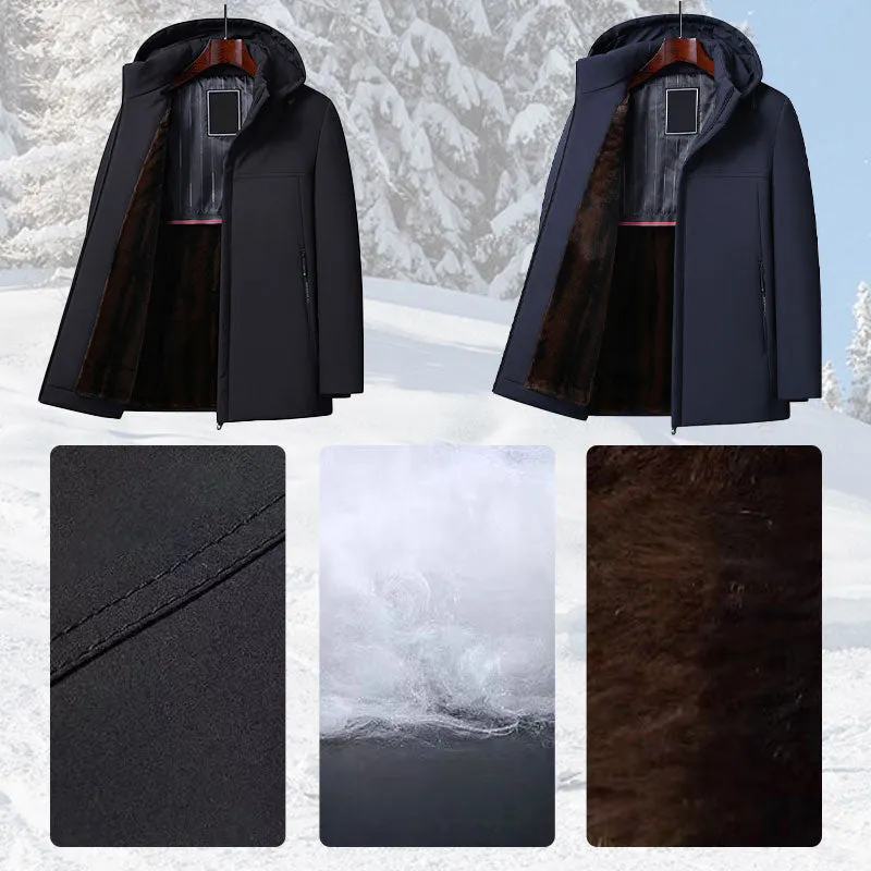 Warm Gift Mens Thermal Thick Hooded Parka Coat