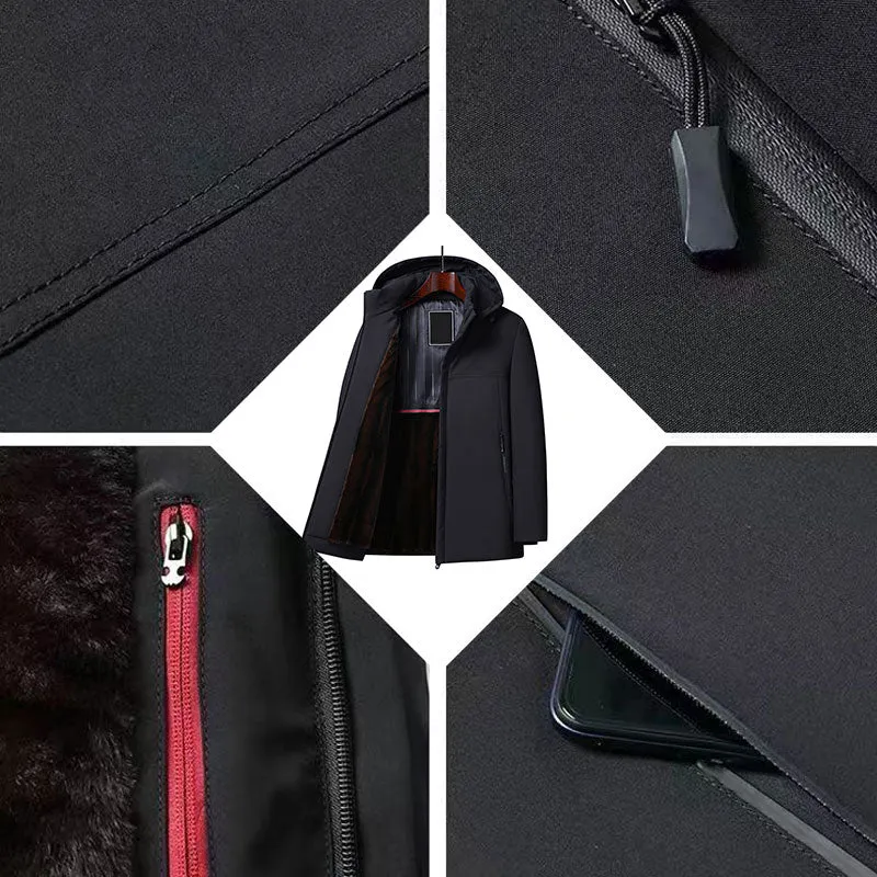 Warm Gift Mens Thermal Thick Hooded Parka Coat