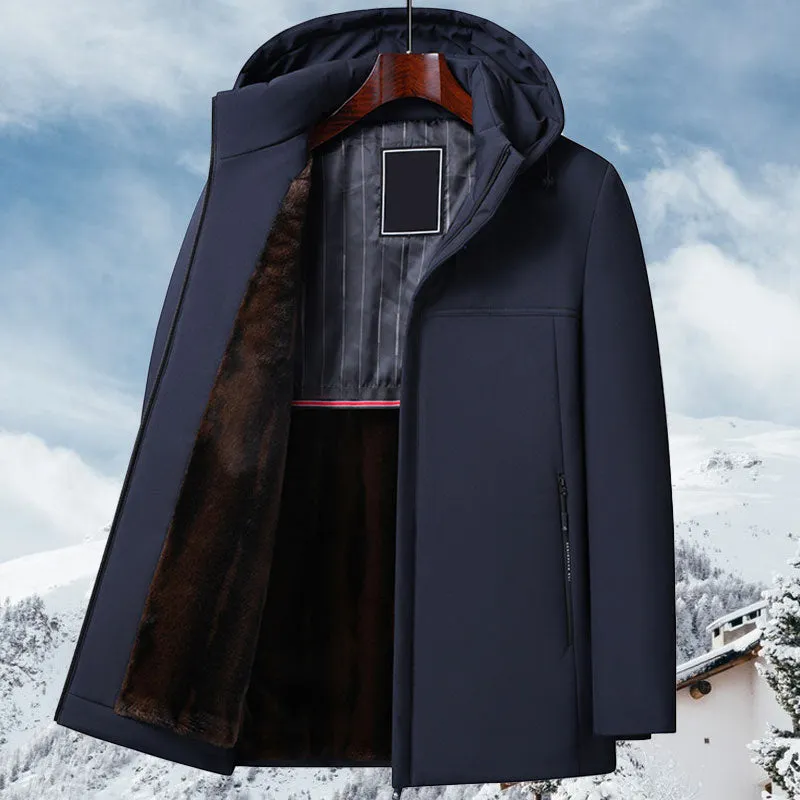 Warm Gift Mens Thermal Thick Hooded Parka Coat