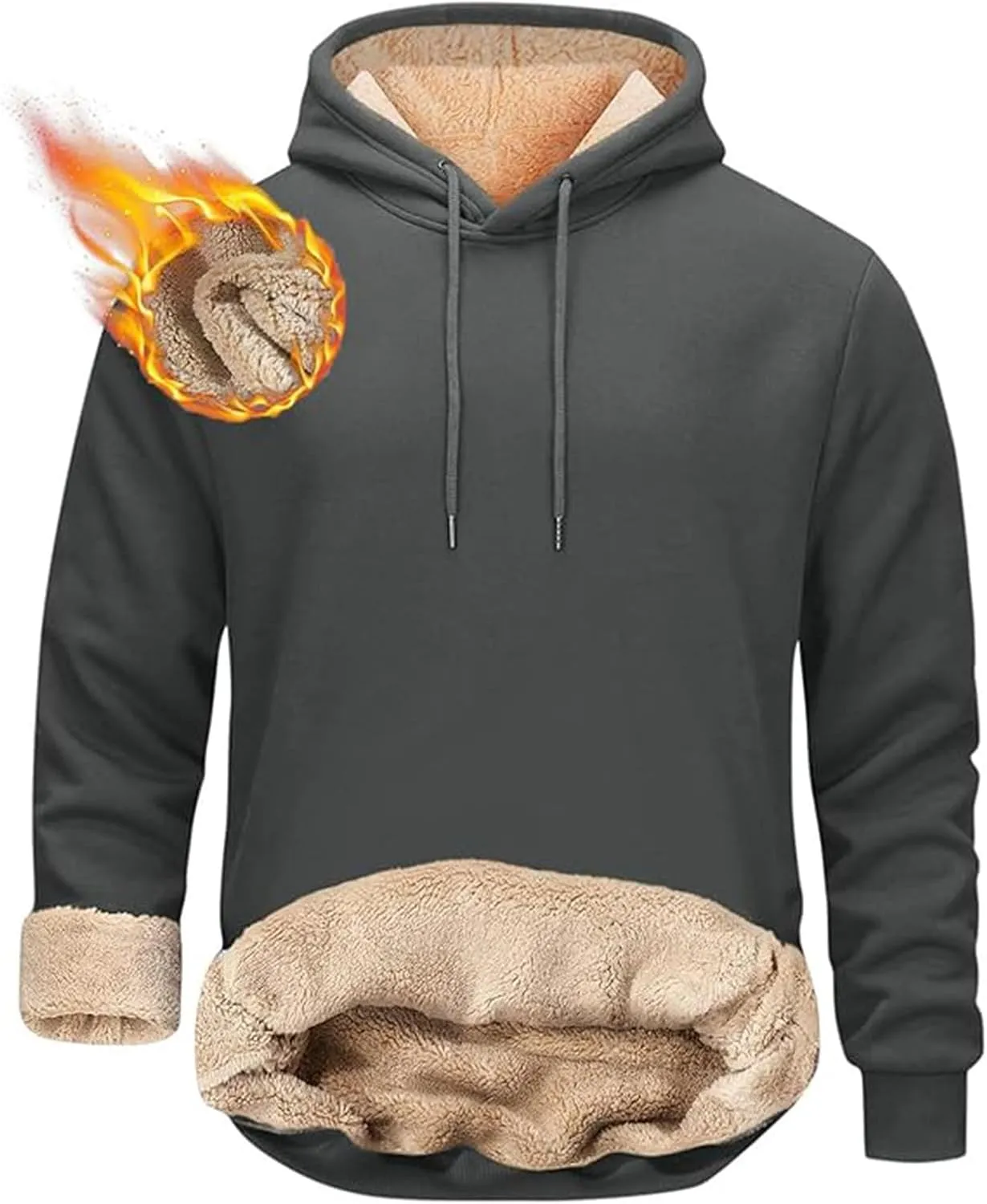 Warm Hoodies for Men 2024 Winter Fleece Heavyweight Thick Hoodie Pullover Sweatshirts Thermal Jacket with Pockets