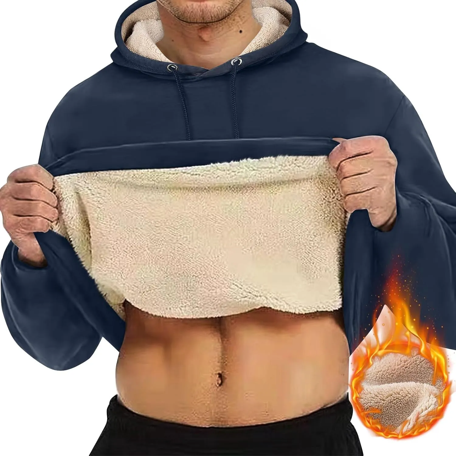 Winter Hoodies For Men Fleece Pullover Men Mens Fleece Lined Sweatshirts Fleece Hoodie Men'S Fleece Crewneck Hoodie