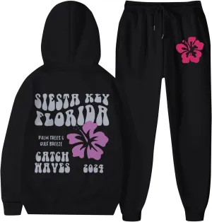 Women 2 Piece Outfit Unisex Men Preppy Hoodie Graphic Tracksuits Sweatshirts & Jogger Sweatpants Y2K Sweatsuit