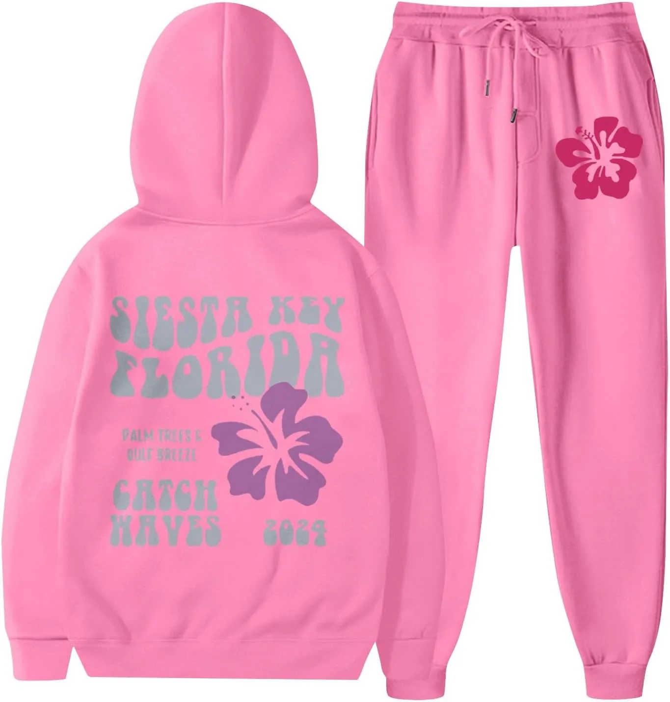 Women 2 Piece Outfit Unisex Men Preppy Hoodie Graphic Tracksuits Sweatshirts & Jogger Sweatpants Y2K Sweatsuit
