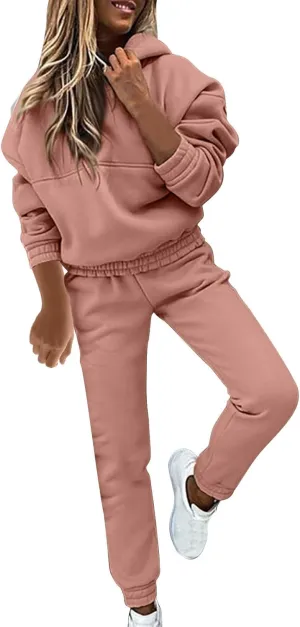 Women 2 Piece Outfits Lounge Hoodie Sweatsuit Sets Oversized Sweatshirt Fall Joogers Sweatpants with Pockets