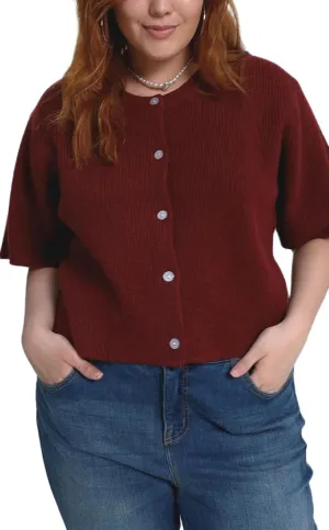Women Crop Knit Cardigan Casual Short Sleeve Button Down Crewneck Sweater Going Out Tops