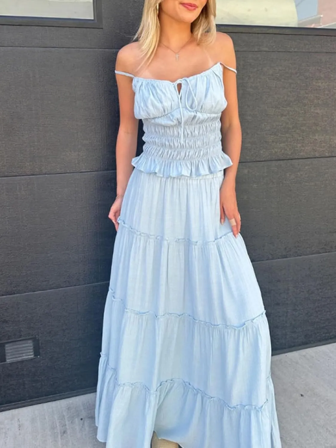 Women Long Skirt Set Y2k Sleeveless Backless Halter Top Flowy Maxi Skirt Sets Sexy Summer Two Piece