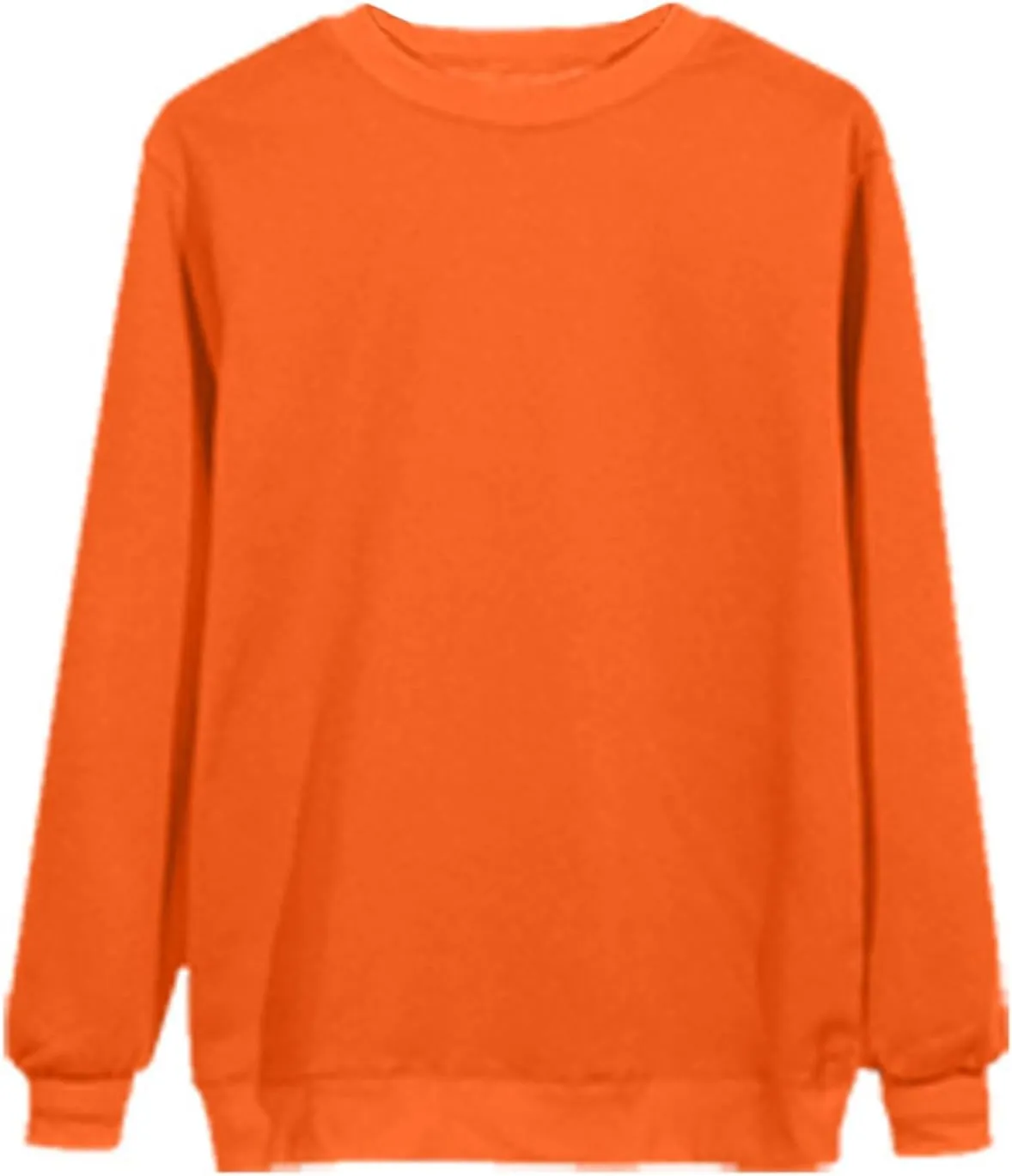 Women Long Sleeve Sweatshirt 2023 Solid Plain Crewneck Pullover Shirts Loose Fit Casual Classic Blouses Fall Fashion Tee Tops