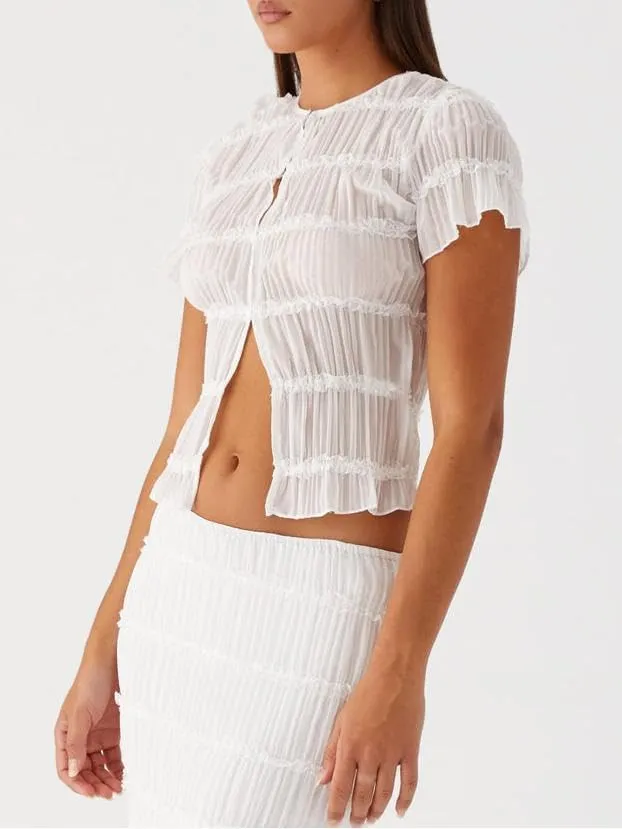 Women Y2k 2 Piece Maxi Skirt Set Ruched Short Sleeve Crop Top Flowy Ruffle Long Skirt Outfits Beachwear
