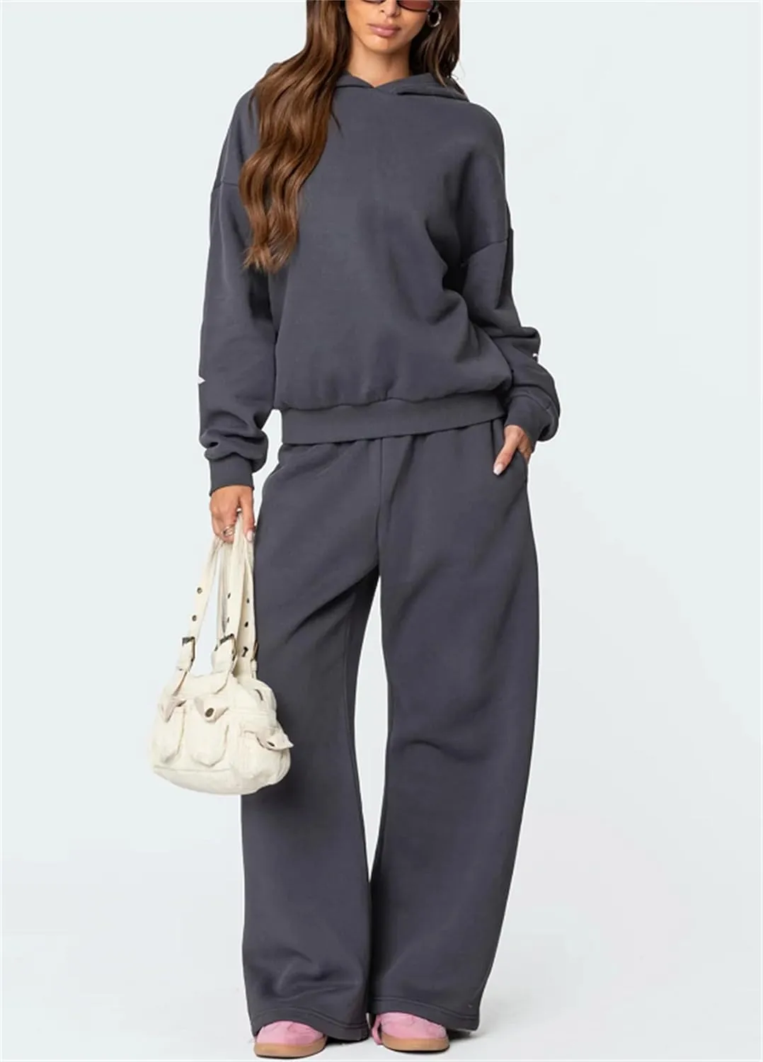 Women Y2k Bow Tracksuit 2Pcs Casual Sweatsuit Teen Girls Long Sleeve Graphic Pullover Oversized Hoodied Top Pants