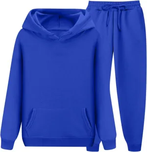Womens 2 Piece Outfits Fall Oversized Workout Sets Lounge Sweatshirt with Pockets Jogger Hoodies and Pants Sets