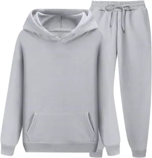 Womens 2 Piece Outfits Fall Oversized Workout Sets Lounge Sweatshirt with Pockets Jogger Hoodies and Pants Sets