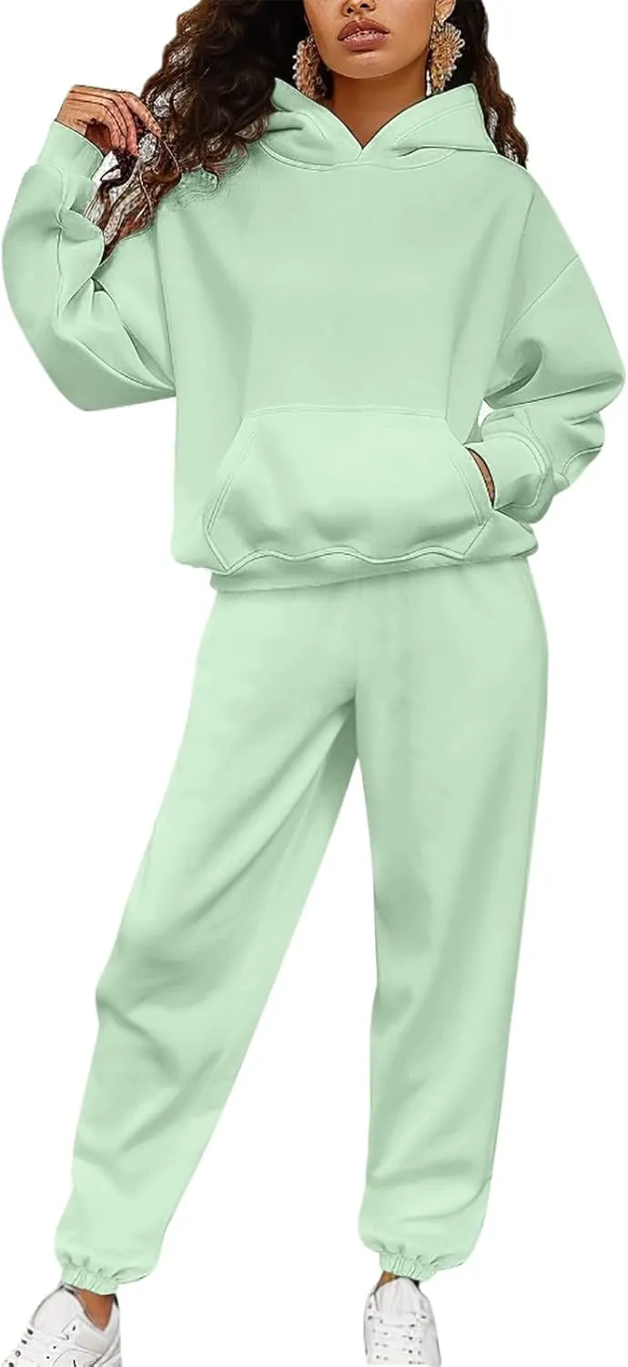 Womens 2 Piece Outfits Lounge Hoodie Sweatsuit Sets Oversized Sweatshirt Baggy Jogger Sweatpants Tracksuit