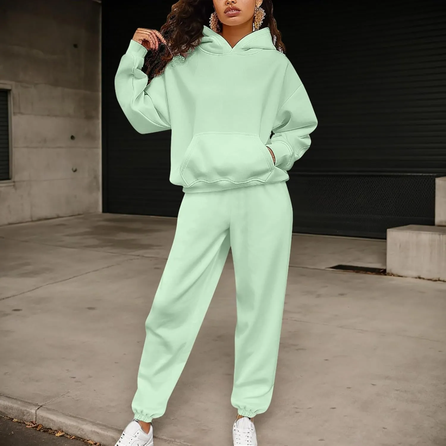 Womens 2 Piece Outfits Lounge Hoodie Sweatsuit Sets Oversized Sweatshirt Baggy Jogger Sweatpants Tracksuit