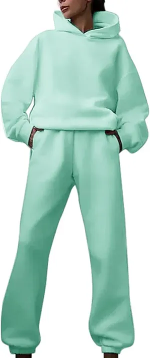 Womens 2 Piece Outfits Lounge Hoodie Sweatsuit Sets Oversized Sweatshirt Baggy Sweatpants Matching Set Tracksuit