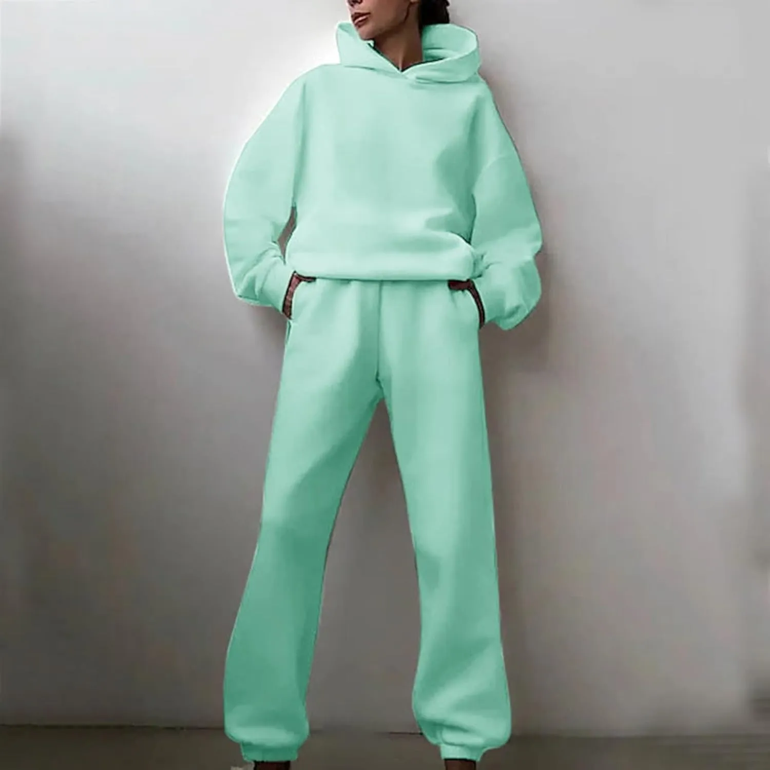 Womens 2 Piece Outfits Lounge Hoodie Sweatsuit Sets Oversized Sweatshirt Baggy Sweatpants Matching Set Tracksuit