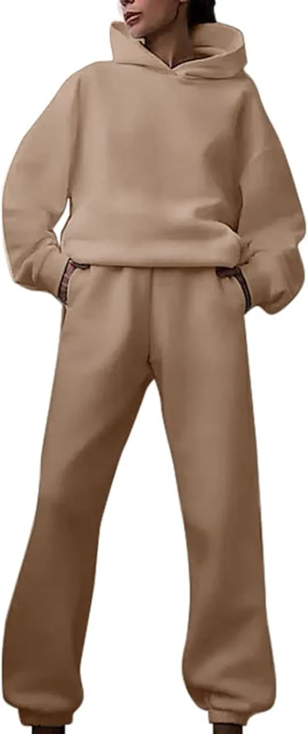 Womens 2 Piece Outfits Lounge Hoodie Sweatsuit Sets Oversized Sweatshirt Baggy Sweatpants Matching Set Tracksuit
