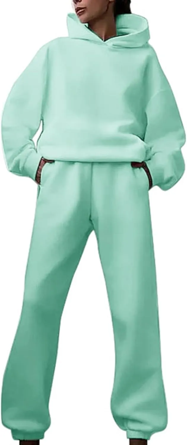 Womens 2 Piece Outfits Lounge Hoodie Sweatsuit Sets Oversized Sweatshirt Baggy Sweatpants Matching Set Tracksuit