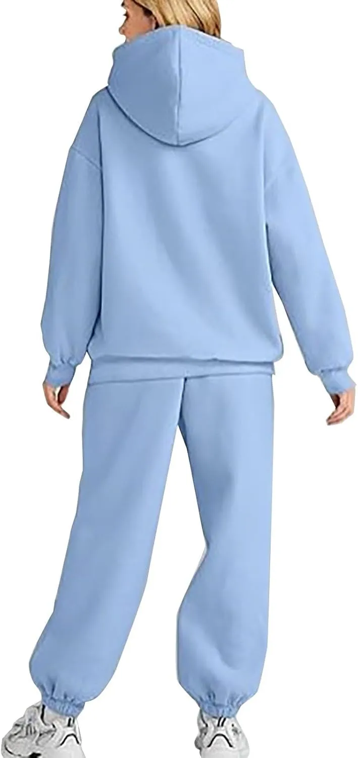 Womens 2 Piece Outfits Lounge Hoodie Sweatsuit Sets Oversized Sweatshirt Baggy Tracksuit Fall Y2K Outfits