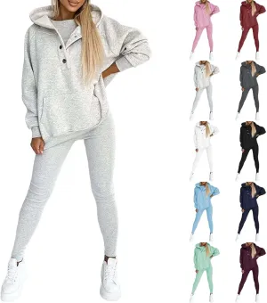 Womens 3 Piece Sports Outfits Lounge Hoodie Sweatsuit Sets Oversized Sweatshirt Baggy Fall Slim Trousers Vest Sweatpants