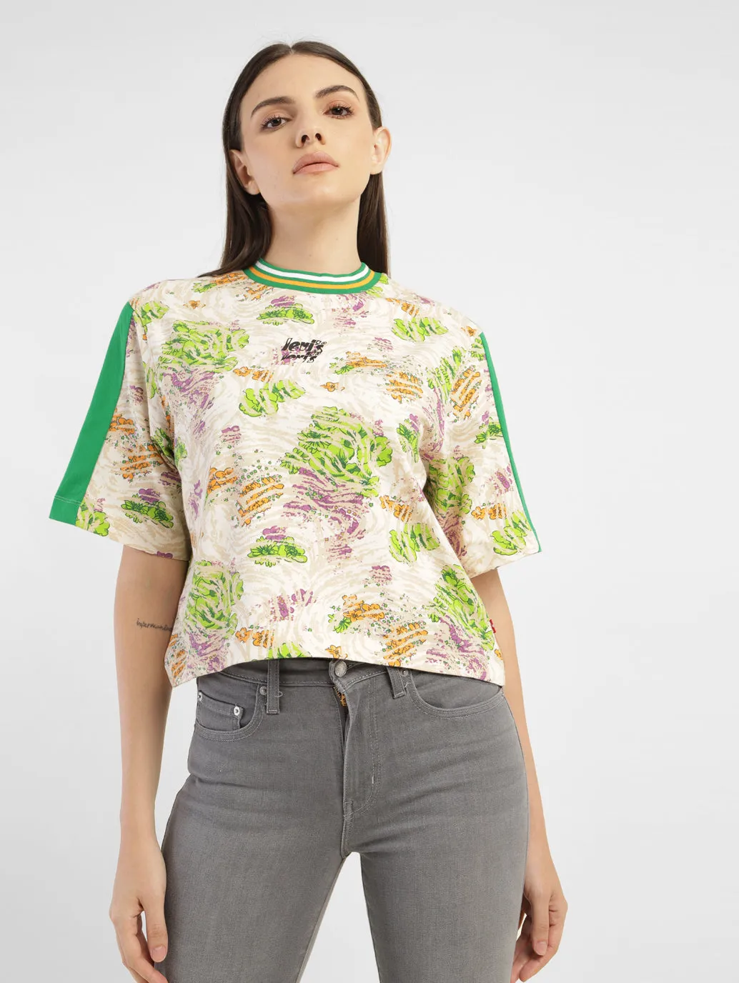 Women's Abstract Print Round Neck T-shirt