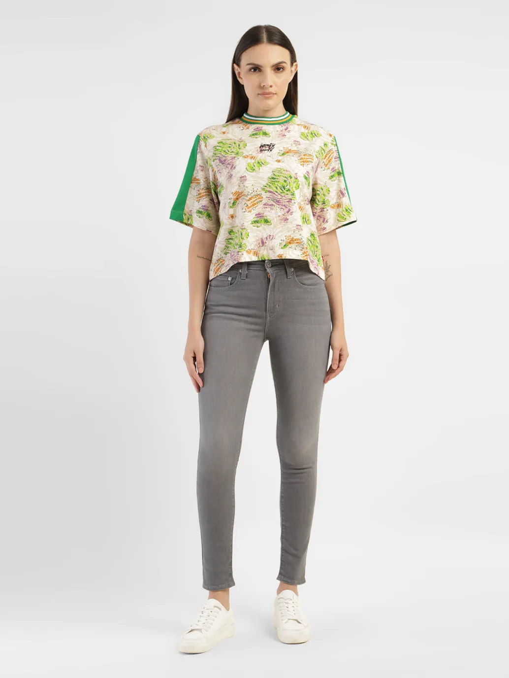 Women's Abstract Print Round Neck T-shirt