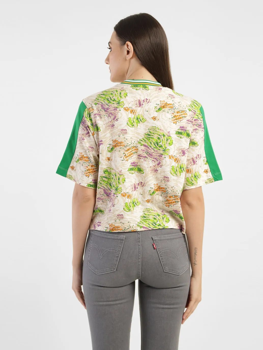 Women's Abstract Print Round Neck T-shirt
