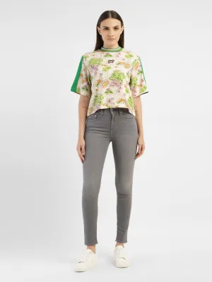 Women's Abstract Print Round Neck T-shirt