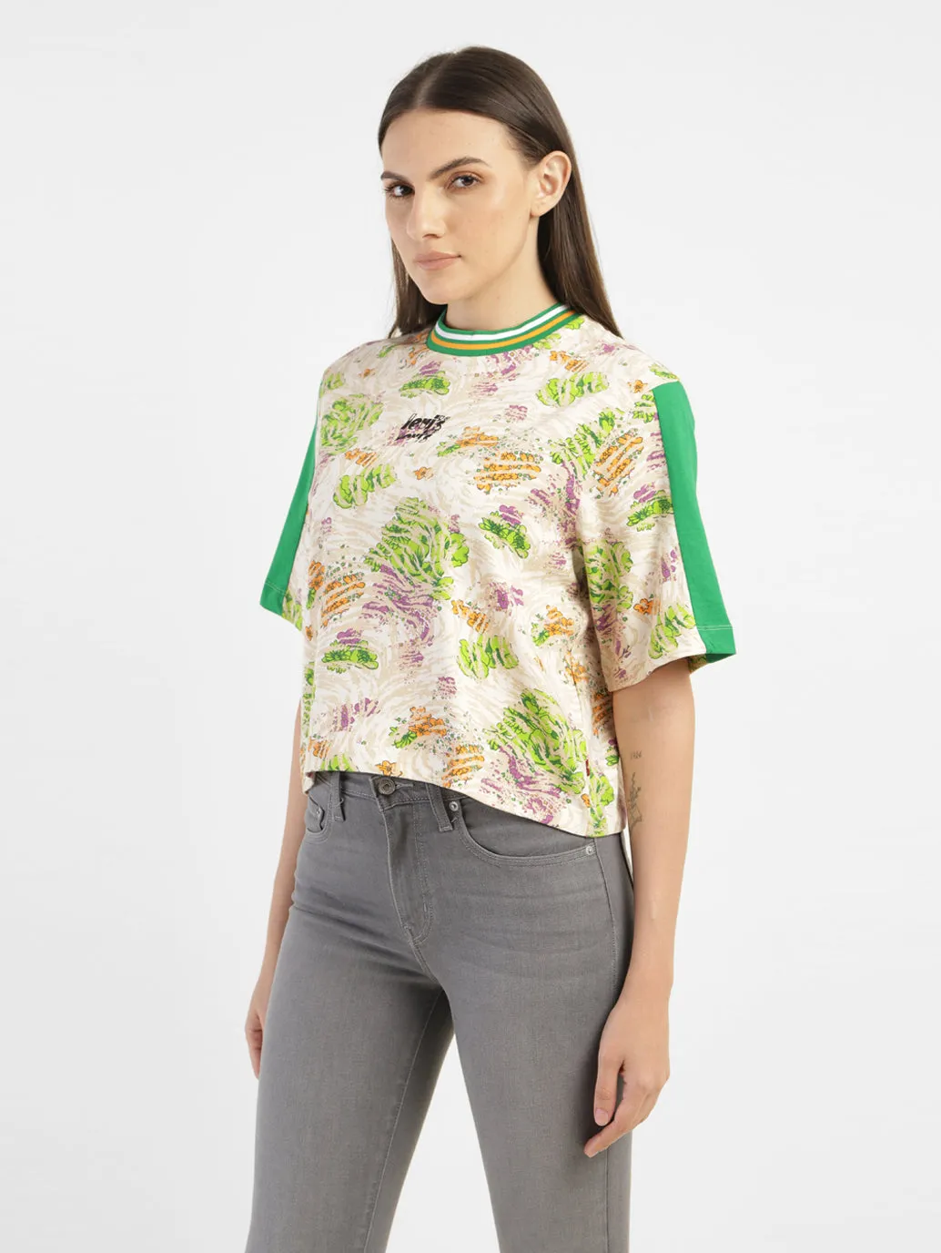 Women's Abstract Print Round Neck T-shirt