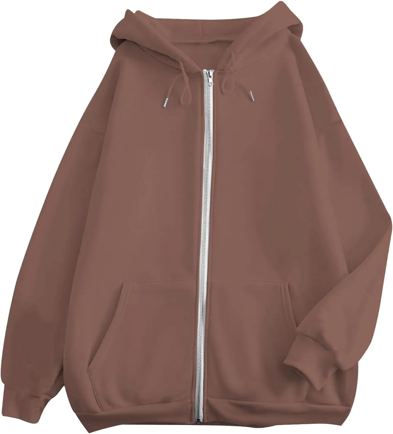 Women's Blank Hoodies Zip Up Long Sleeve Hooded Sweatshirts Oversized Loose Casual Jackets with Pockets Fall Outfits